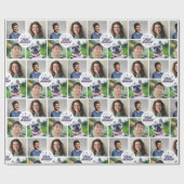 4 Foto Family & Pet Collage Retro Xmas Typografie Geschenkpapier (Flach)