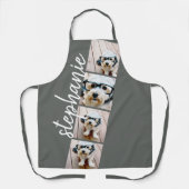 4 Foto Filmstreifen Collage Script Name grau Schürze (Vorderseite)