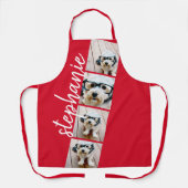 4 Foto Filmstreifen Collage Script Name rot Schürze (Vorderseite)