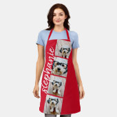 4 Foto Filmstreifen Collage Script Name rot Schürze (Getragen)