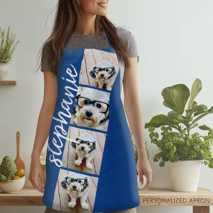 4 Foto Filmstreifen Collage Script Name Royal Blue Schürze