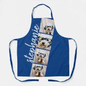 4 Foto Filmstreifen Collage Script Name Royal Blue Schürze (Vorderseite)