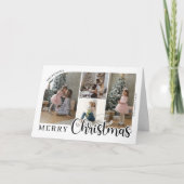 4 Foto Frohe Weihnachten Bold Script Foto Karte (Vorderseite)