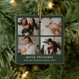 4 Foto Frohe Weihnachten Dunkler grüner Feiertag Keramikornament