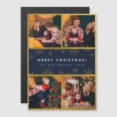 4 Foto Frohe Weihnachten | Festivals Gold Foil & S Magnetkarte (Vorne/Hinten)