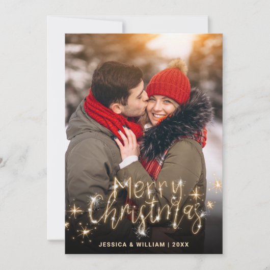 4 FOTO Frohe Weihnachten Gold Sparkle Gruß Holi (Vorderseite)