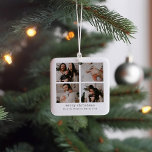 4 Foto Frohe Weihnachtsfeiertage Keramikornament<br><div class="desc">Erhöhen Sie Ihre Urlaubsstimmung mit diesem 4 Foto Frohe Weihnachtsfeiertage Keramik Ornament. Dieses zeitlose und elegante Design ermöglicht es Ihnen, Ihre hochgeschätzten Fotos zu präsentieren. Fügen Sie Ihrem Weihnachtsbaum eine personalisierte Touch hinzu oder kreieren Sie ein unvergessliches Geschenk für Liebende. Um Details zu ändern, klicken Sie auf 'Details' und für...</div>