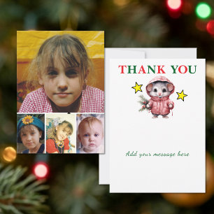 4 Foto füge Nachricht Weihnachtsmaus hinzu Dankeskarte