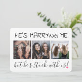 4 Foto Funny Bridesmaid / Vorschlag für eine Trauz Einladung (Stehend Vorderseite)