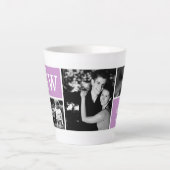 4 Foto-Galerie und lila Monogramm Milchtasse (Vorderseite)