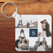 4 Foto Gallery Navy Blue Monogram Schlüsselanhänger (Vorderseite)