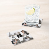 4 Foto Gallery und Monogramm Rechteckiger Pappuntersetzer (Vor Ort)