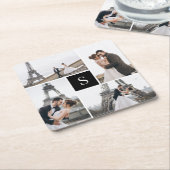 4 Foto Gallery und Monogramm Rechteckiger Pappuntersetzer (angewinkelt)
