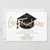4 Foto Gold Script Graduation Party Einladung (Vorderseite)