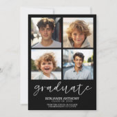 4 Foto Graduate Match School Colors - Grad Party Einladung (Vorderseite)