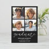 4 Foto Graduate Match School Colors - Grad Party Einladung (Stehend Vorderseite)