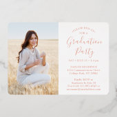 4 Foto Graduation Party Elegantes Rosa & Gold Folieneinladung (Rückseite)