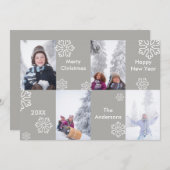 4 Foto Grauer Hintergrund - Weihnachtskarte Einladung (Vorne/Hinten)