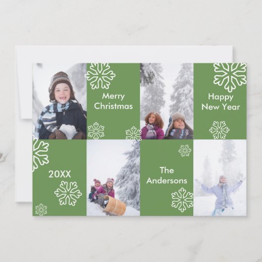 4 Foto Grüner Hintergrund - Weihnachtskarte Einladung (Vorderseite)