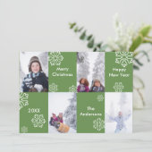 4 Foto Grüner Hintergrund - Weihnachtskarte Einladung (Stehend Vorderseite)