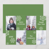 4 Foto Grüner Hintergrund - Weihnachtskarte Einladung (Vorne/Hinten)