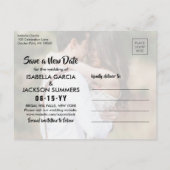 4 Foto Hochzeitaufschub | Neues Datum Gerettet Ankündigungspostkarte (Rückseite)