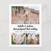 4 Foto Hochzeitaufschub | Neues Datum Gerettet Ankündigungspostkarte (Vorderseite)