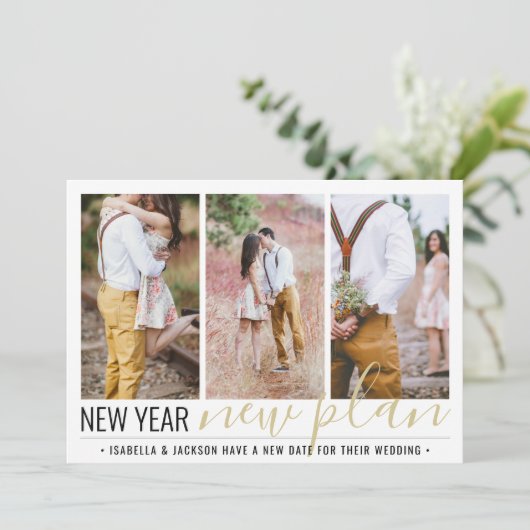 4 Foto Hochzeitwechsel - Neujahrsferien Save The Date (Stehend Vorderseite)