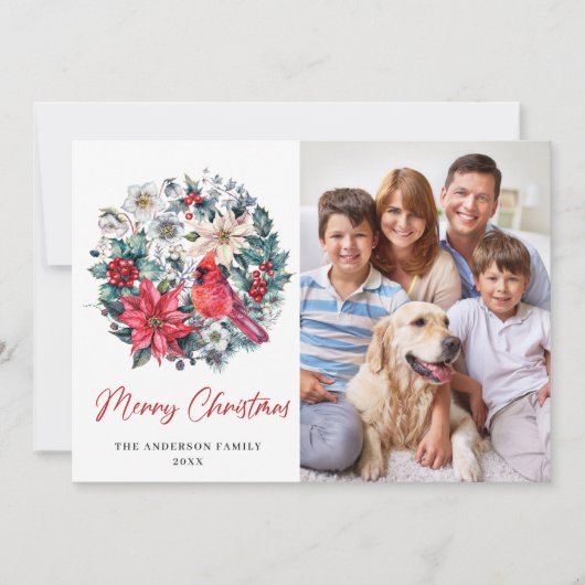 4 FOTO Holly Berry Kardinal Poinsettia Weihnachten (Vorderseite)