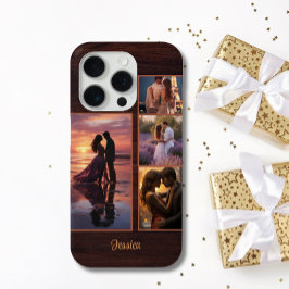 4 Foto Holzkörner Holz Personalisierter Name Telef Case-Mate iPhone Hülle