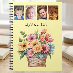 4 Foto individuelle Text Gerbera Blumen gelb Notizblock