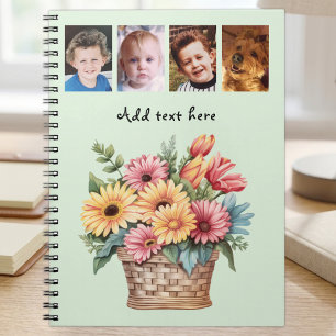 4 Foto individuelle Text Gerbera Blumen grün Notizblock