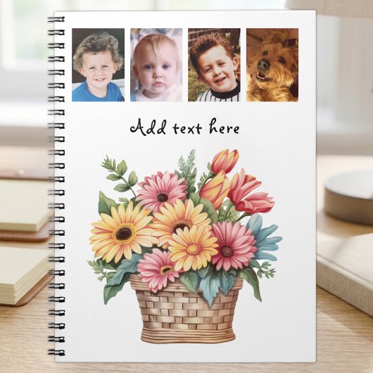 4 Foto individuelle Text Gerbera Blumen weiß Notizblock