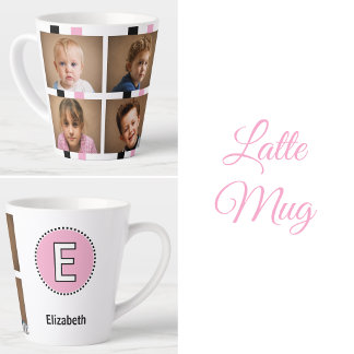 4 Foto Initial Name Schwarz Rosa Milchtasse