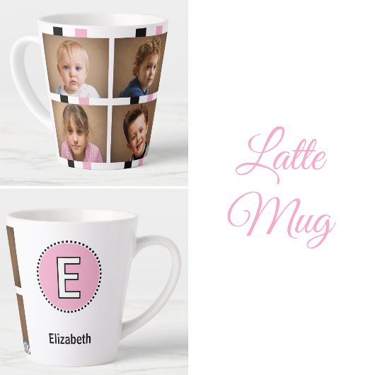 4 Foto Initial Name Schwarz Rosa Milchtasse