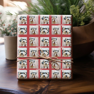 4-Foto-Instagram-Collage mit festlicher Freude Rot Geschenkpapier