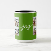 4 Foto Instagram Collage mit Holiday Joy Green Tasse (Zentrum)