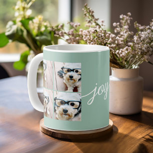 4 Foto Instagram Collage mit Holiday Joy Mint Tasse