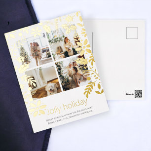 4 Foto Jolly Holiday Nordische Blume Weihnachten Folien Feiertagspostkarte