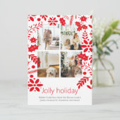 4 Foto Jolly Holiday Nordische Blume Weihnachten Karte (Stehend Vorderseite)