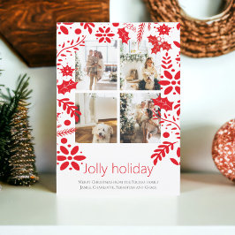 4 Foto Jolly Holiday Nordische Blume Weihnachten Karte