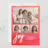 4 Foto Joy Frohe Weihnachten Minimal Red Watercolo (Vorderseite)