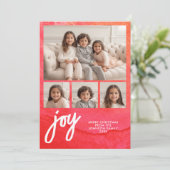 4 Foto Joy Frohe Weihnachten Minimal Red Watercolo (Stehend Vorderseite)