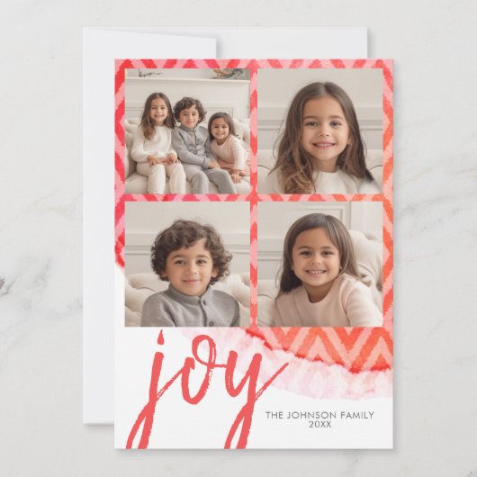 4 Foto Joy Frohe Weihnachten Wasserfarbe rot (Vorderseite)