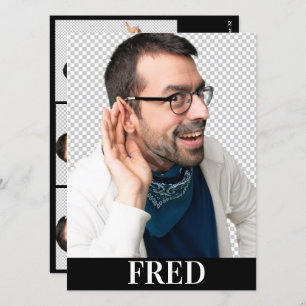 4-Foto-Kombi-Kartenvorlage für männliche Akteure Einladung