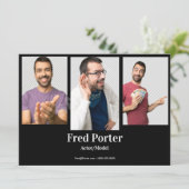 4-Foto-Kombi-Kartenvorlage für männliche Akteure Einladung (Stehend Vorderseite)