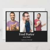 4-Foto-Kombi-Kartenvorlage für männliche Akteure Einladung (Vorderseite)