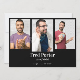 4-Foto-Kombi-Kartenvorlage für männliche Akteure Einladung
