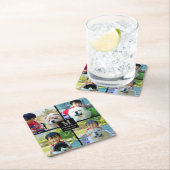 4 Foto kundenspezifische Collage mit Monogramm Rechteckiger Pappuntersetzer (Vor Ort)