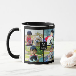 4 Foto kundenspezifische Collage mit Monogramm Tasse